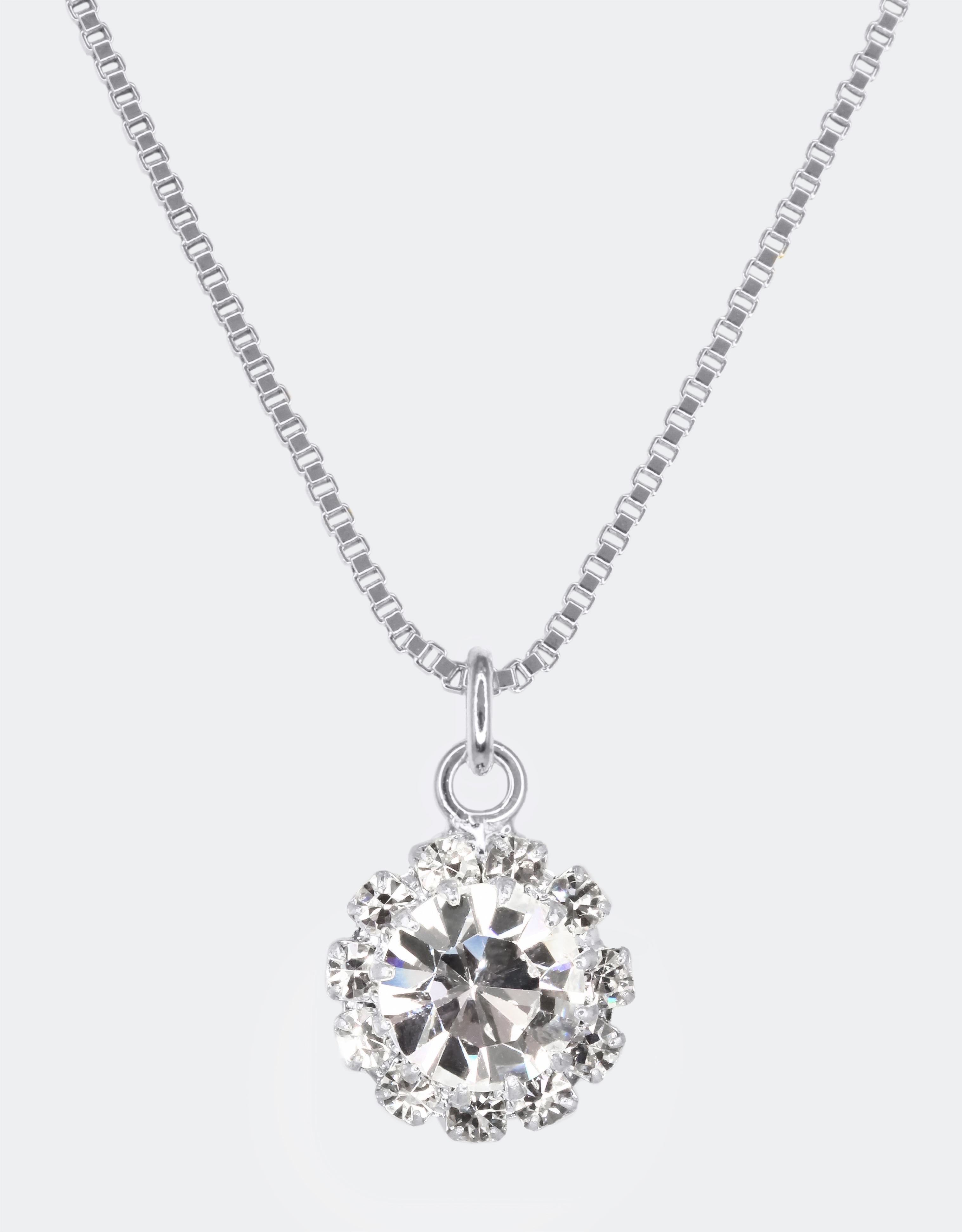 silver round crystal necklace, a chic gemstone jewellery