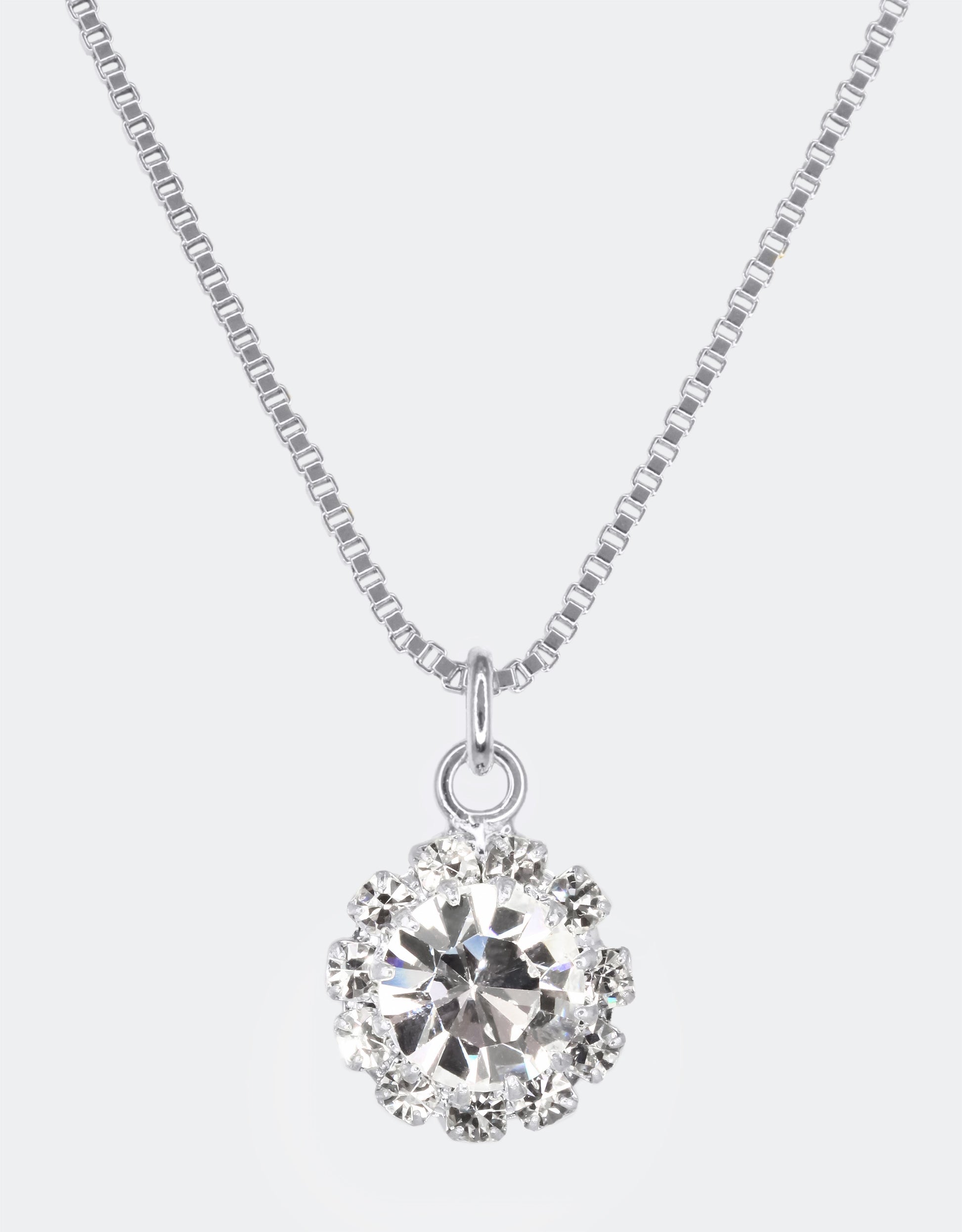 silver round crystal necklace, a chic gemstone jewellery