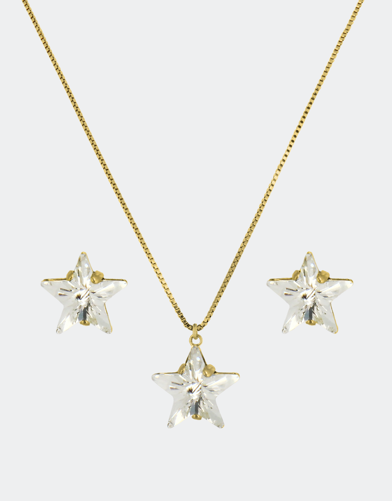 selene crystal star necklace set pairs perfectly with the casual clothes or sleek dresses 