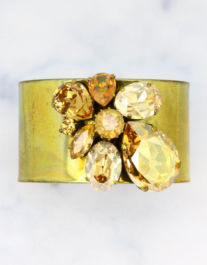 vintage bracelet with flower crystal on it's center exclusive bridal jewellery by selene crystal