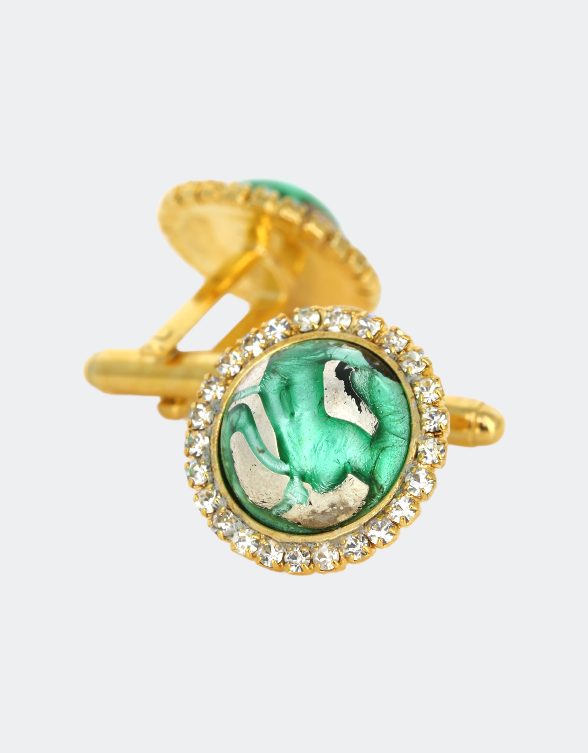 wedding jewellery cufflinks with stone and crystals on side