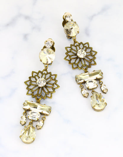 a fine european bridal jewellery white dangle earrings with unique flower design