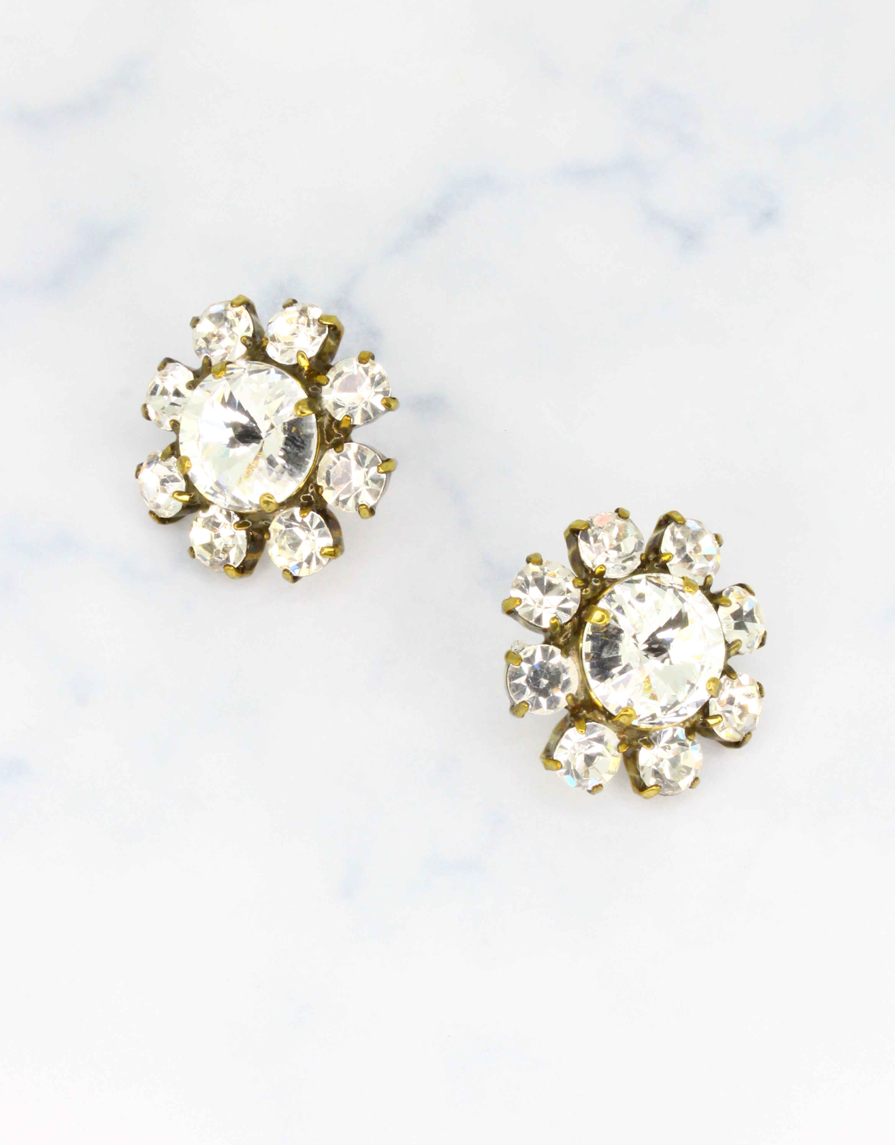 white crystal earrings vintage jewellery design