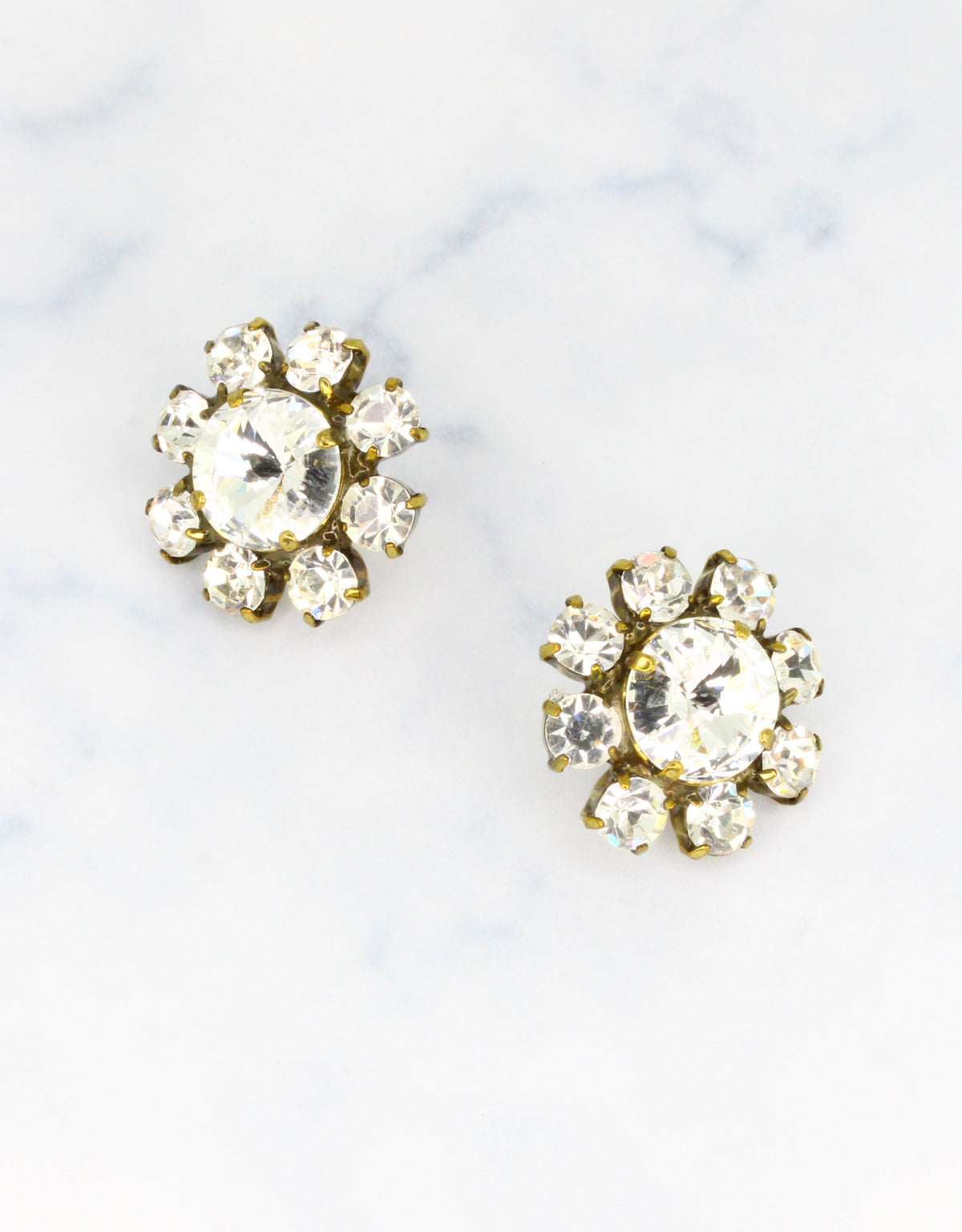 white crystal earrings vintage jewellery design
