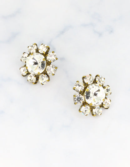white crystal earrings vintage jewellery design