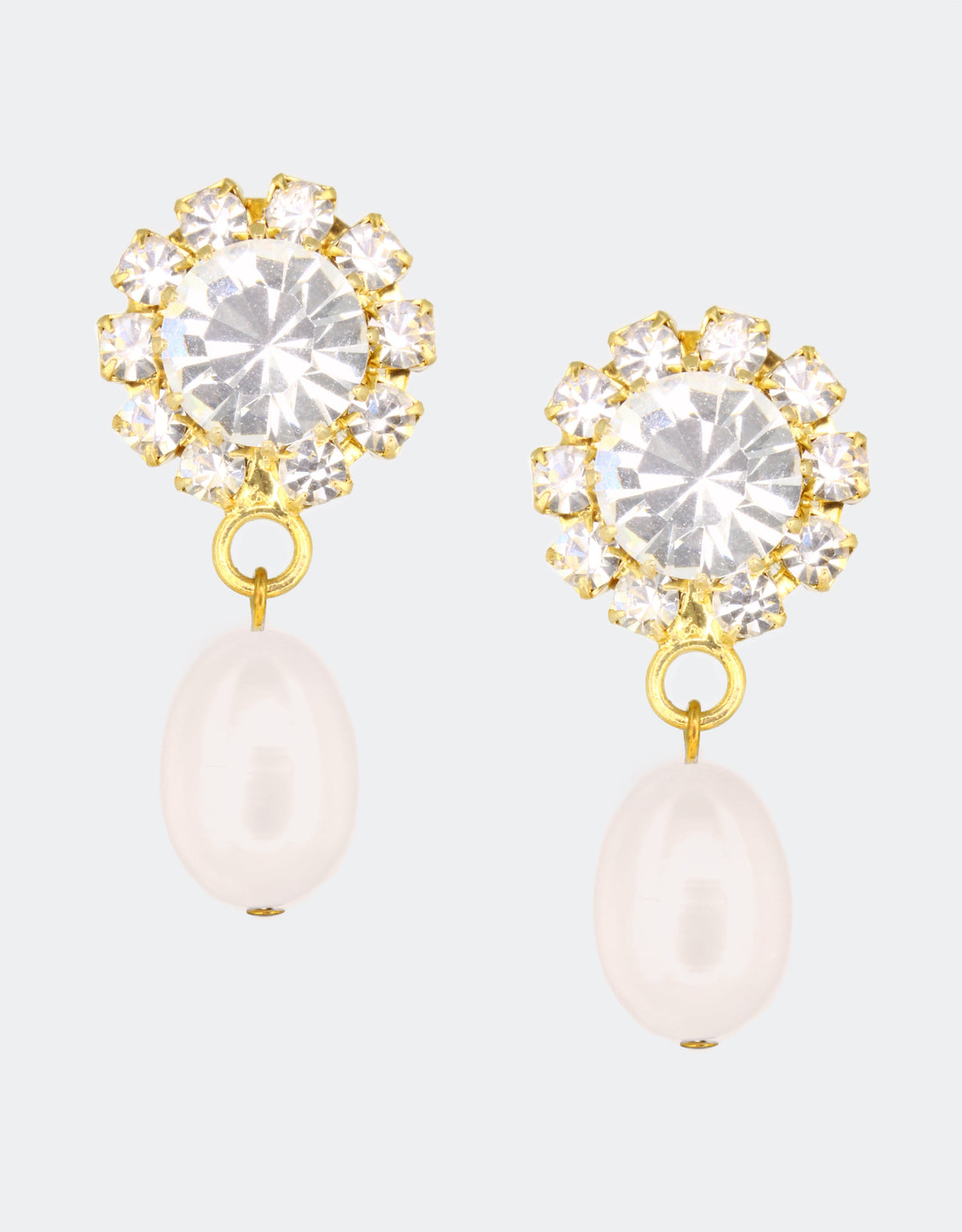 earrings with white pearl drop and silver crystal a fine winter wedding jewellery