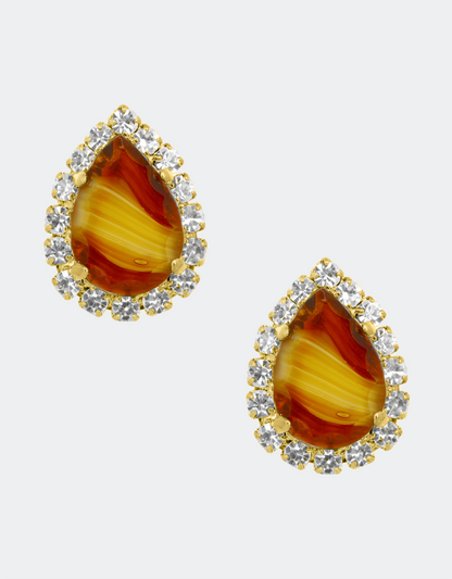yellow red crystal pear shape earrings